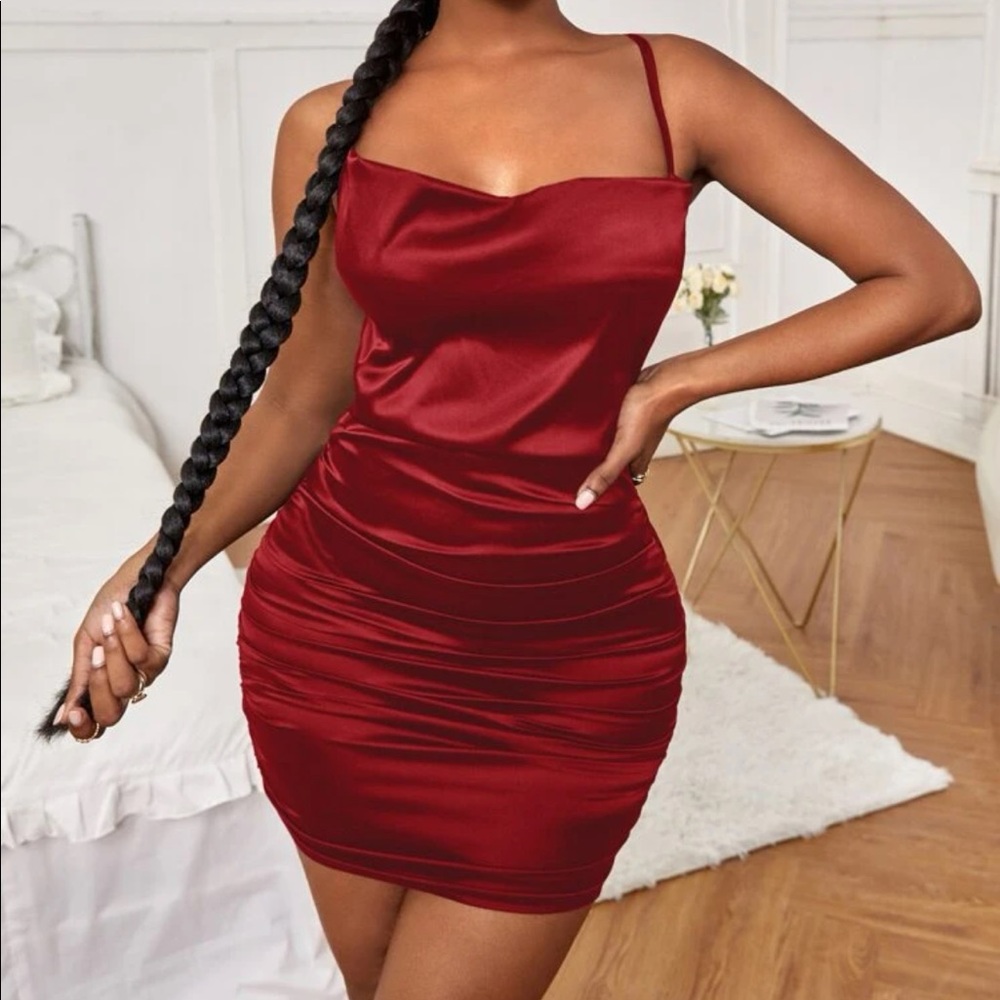 Red satin dress. SHEIN. Size small